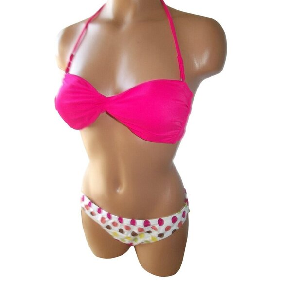 VICTORIA'S SECRET PINK MULTI  2 PIECES SWIMSUIT BATHING‎ SUIT XSM New - Picture 2 of 8